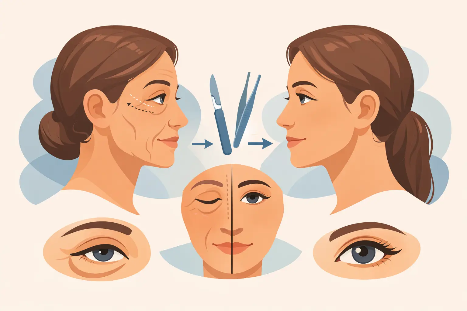 Caso antes y después de blefaroplastia real